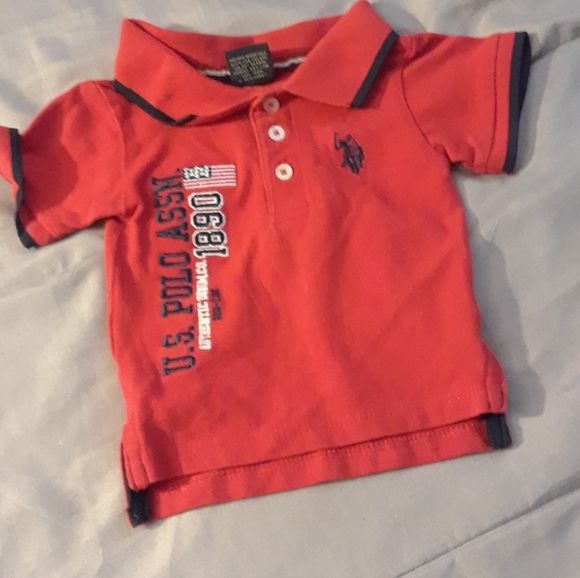 Size 3-6M U.S. Polo baby boys red and blue polo shirt - Picture 2 of 8